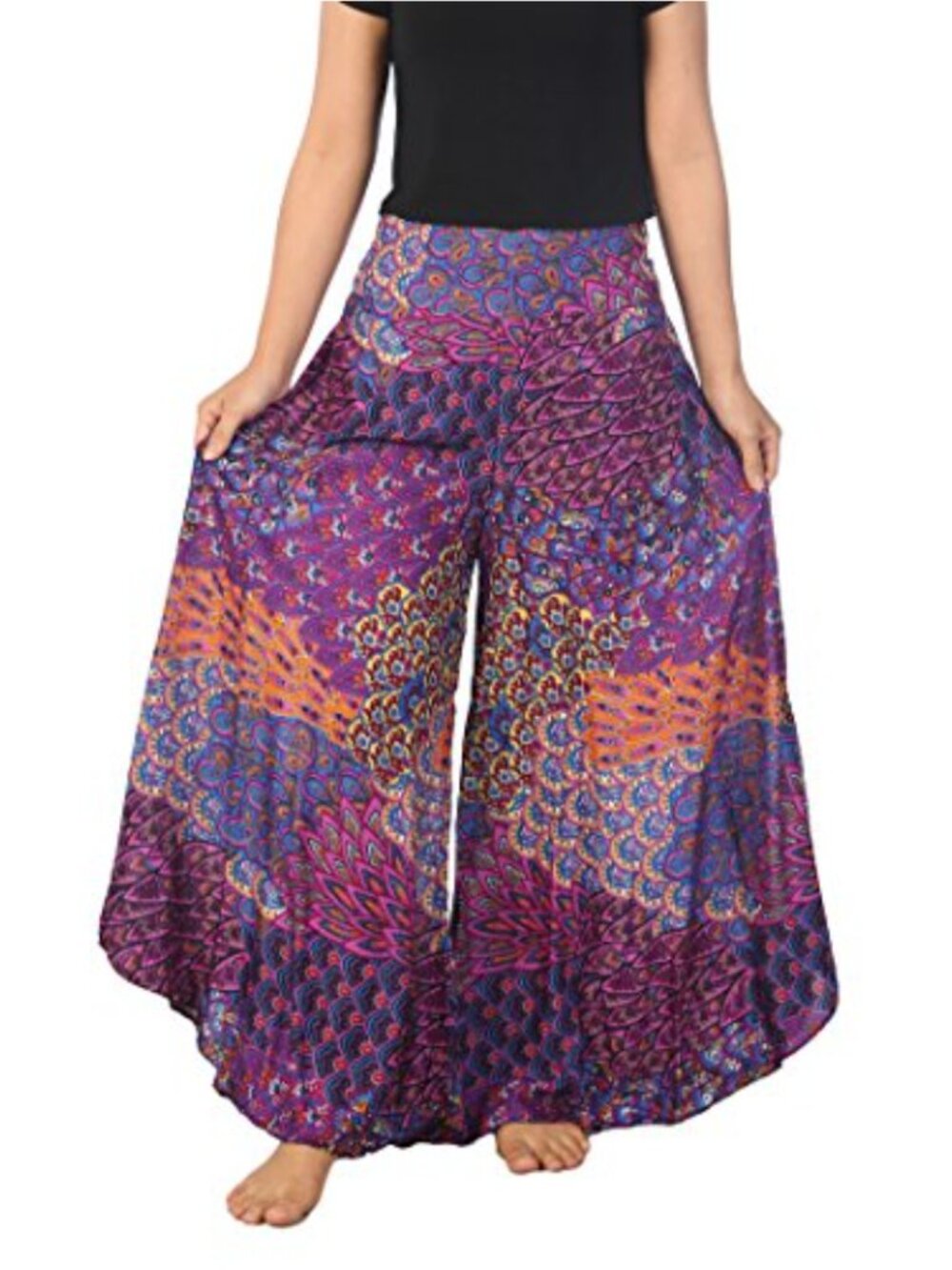 Rayon Wide Leg Palazzo Yoga Pants Boho Harem Festival Lounge